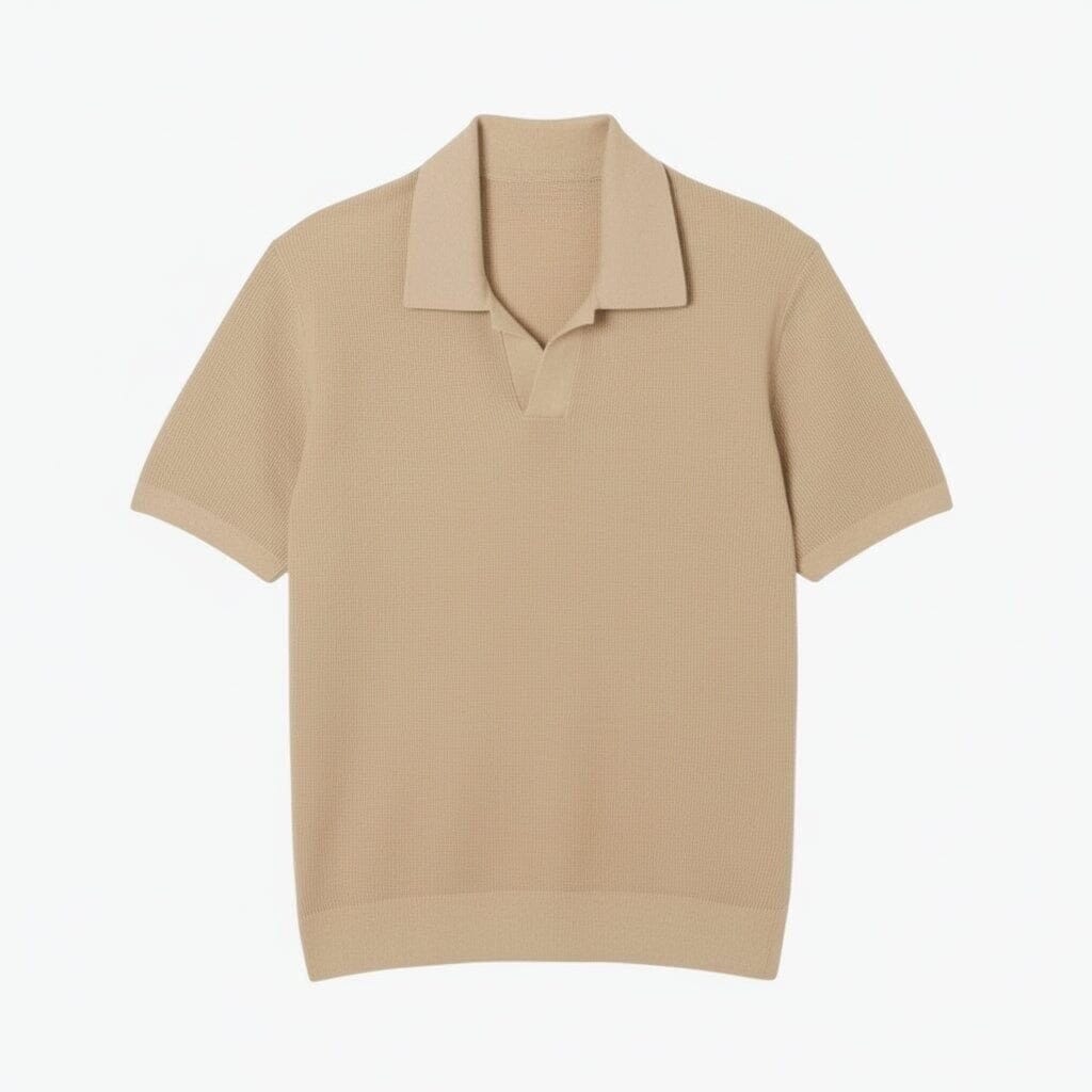 Cotton-Blend Sweater with an Open Polo Collar