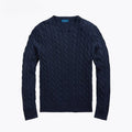 Cotton Sweater with Cable Knit Pattern