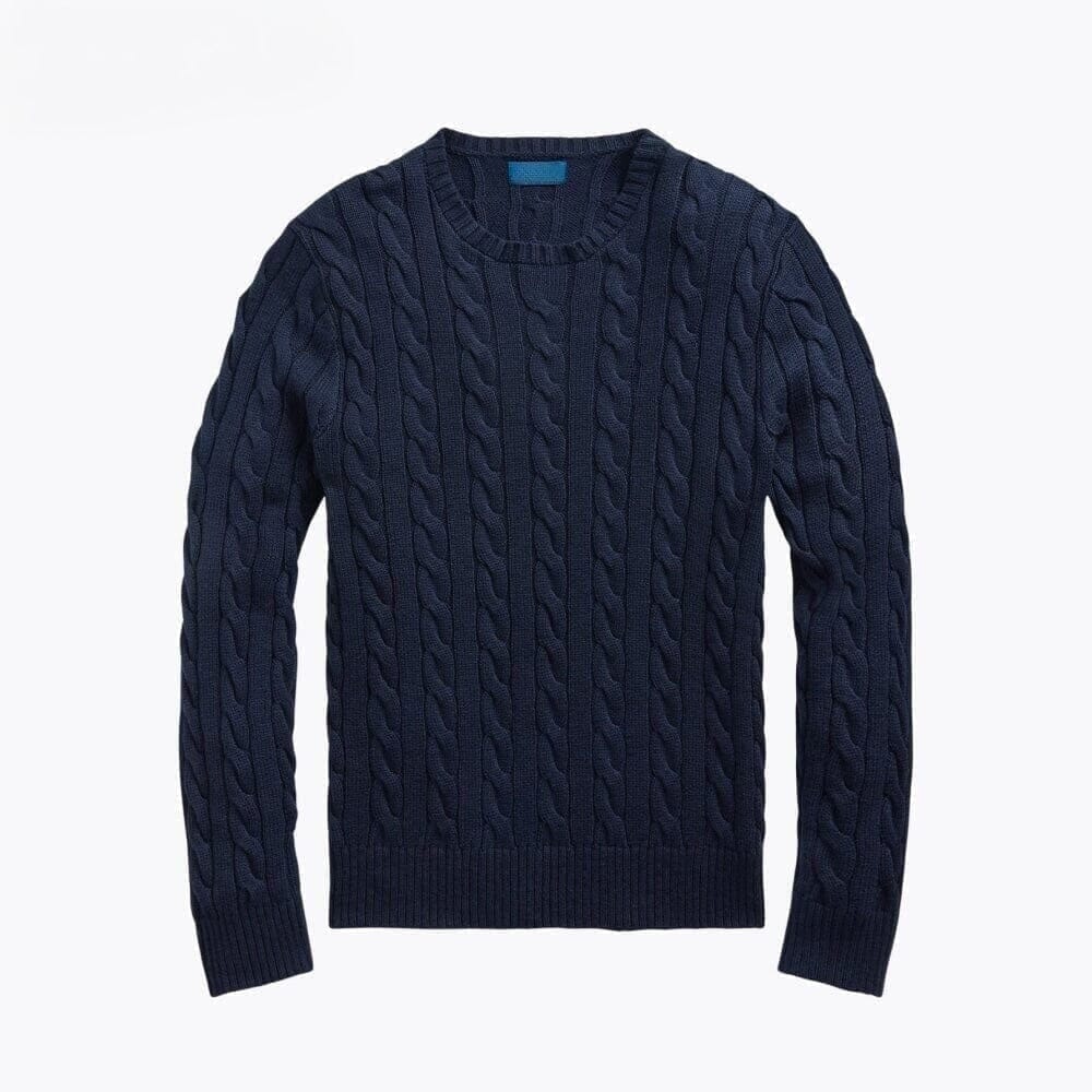 Cotton Sweater with Cable Knit Pattern