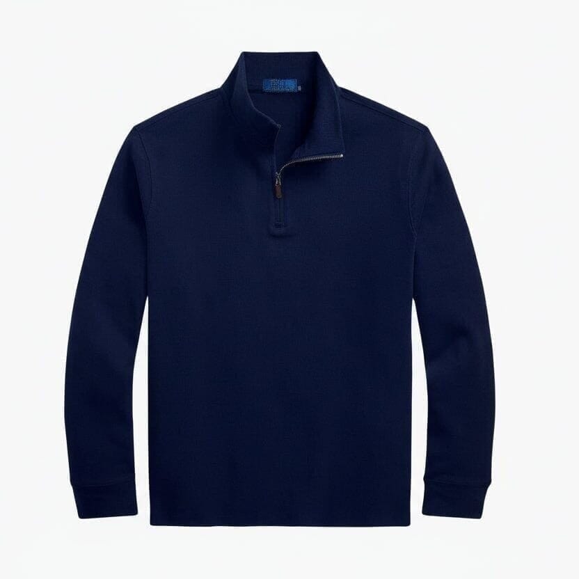 Estate-Rib Sweater with a Quarter-Length Zipper