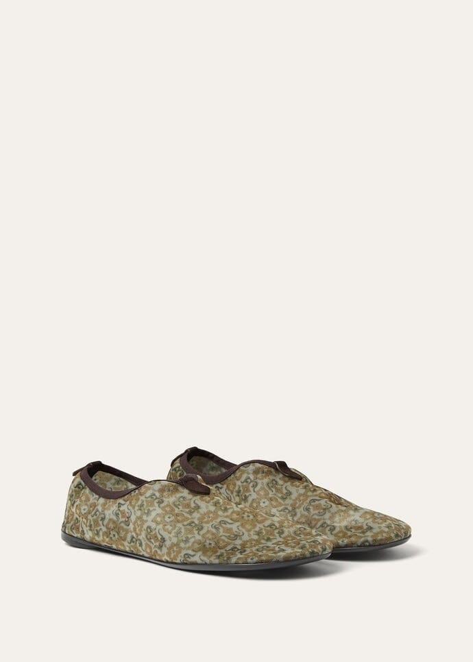 Floaty Women's Flat Loafers - Light Olive/Burnt Orange