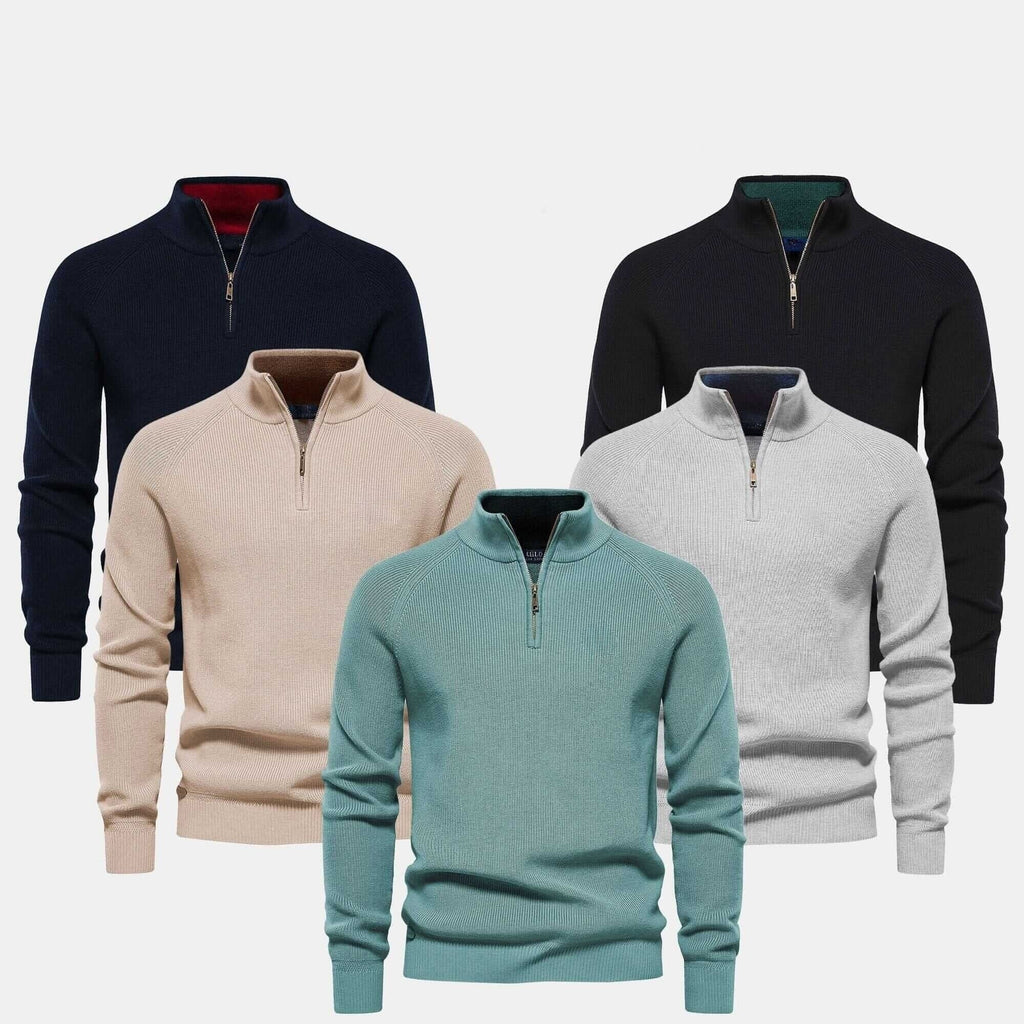 Premium Ribbed Zip-Up Sweater