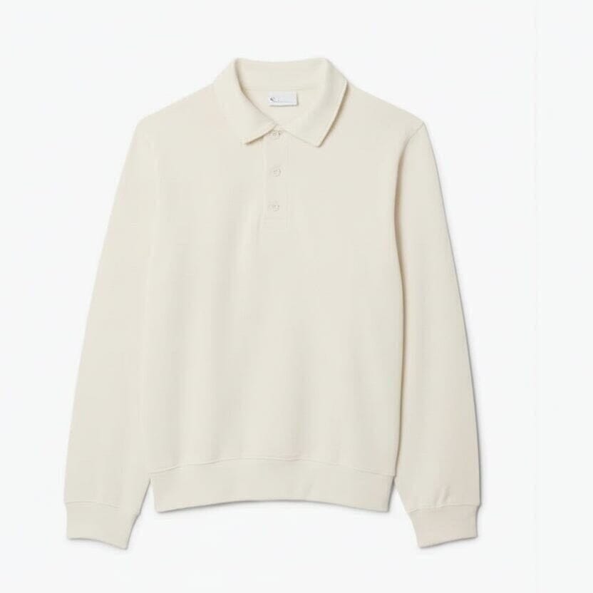Ribbed Cotton Sweatshirt with Polo Collar