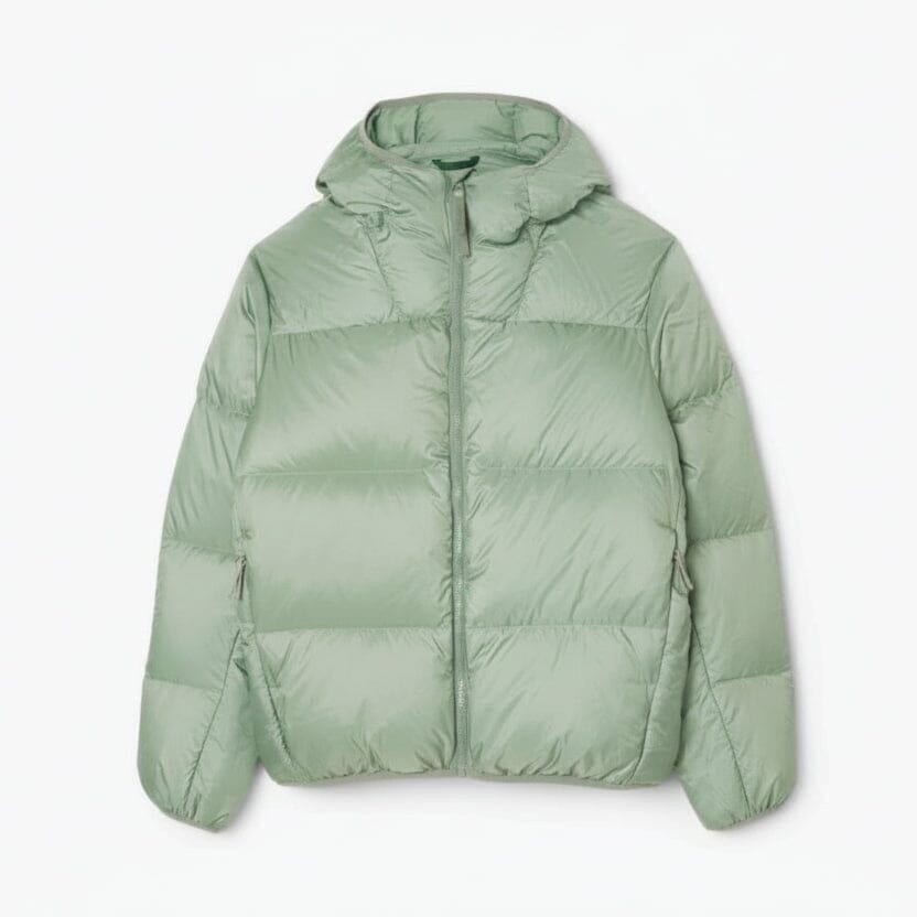 Short, Water-Repellent Down Jacket with Hood