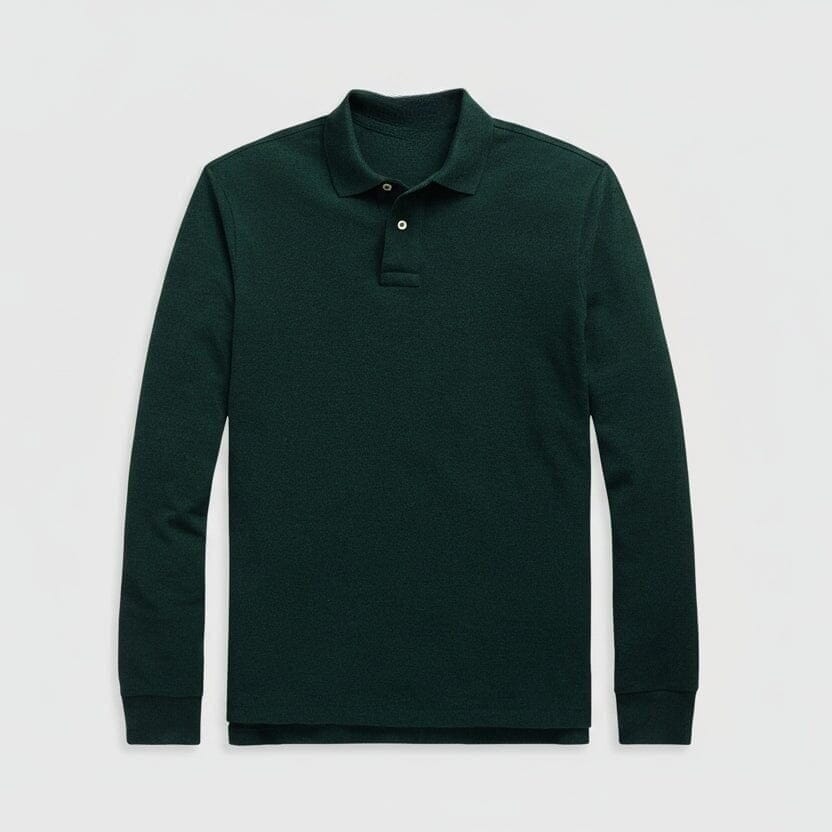 Long-Sleeve Polo Shirt Made of Mesh Cotton