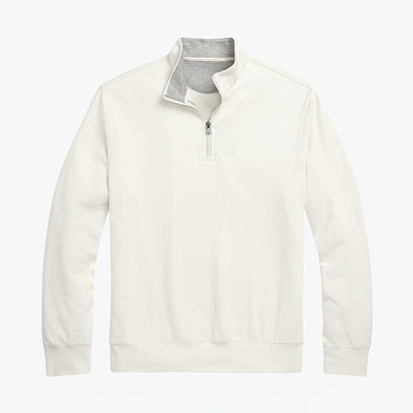 Luxury Jersey Turtleneck Sweater with a Quarter-Length Zipper