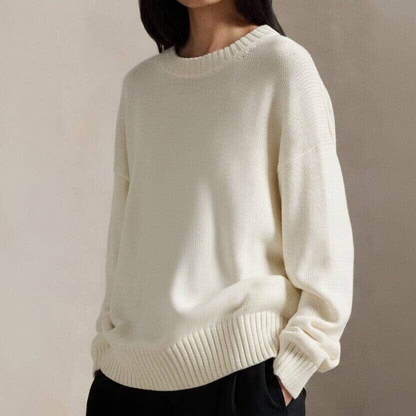 Polo Bear Cotton Sweater with a Round Neckline