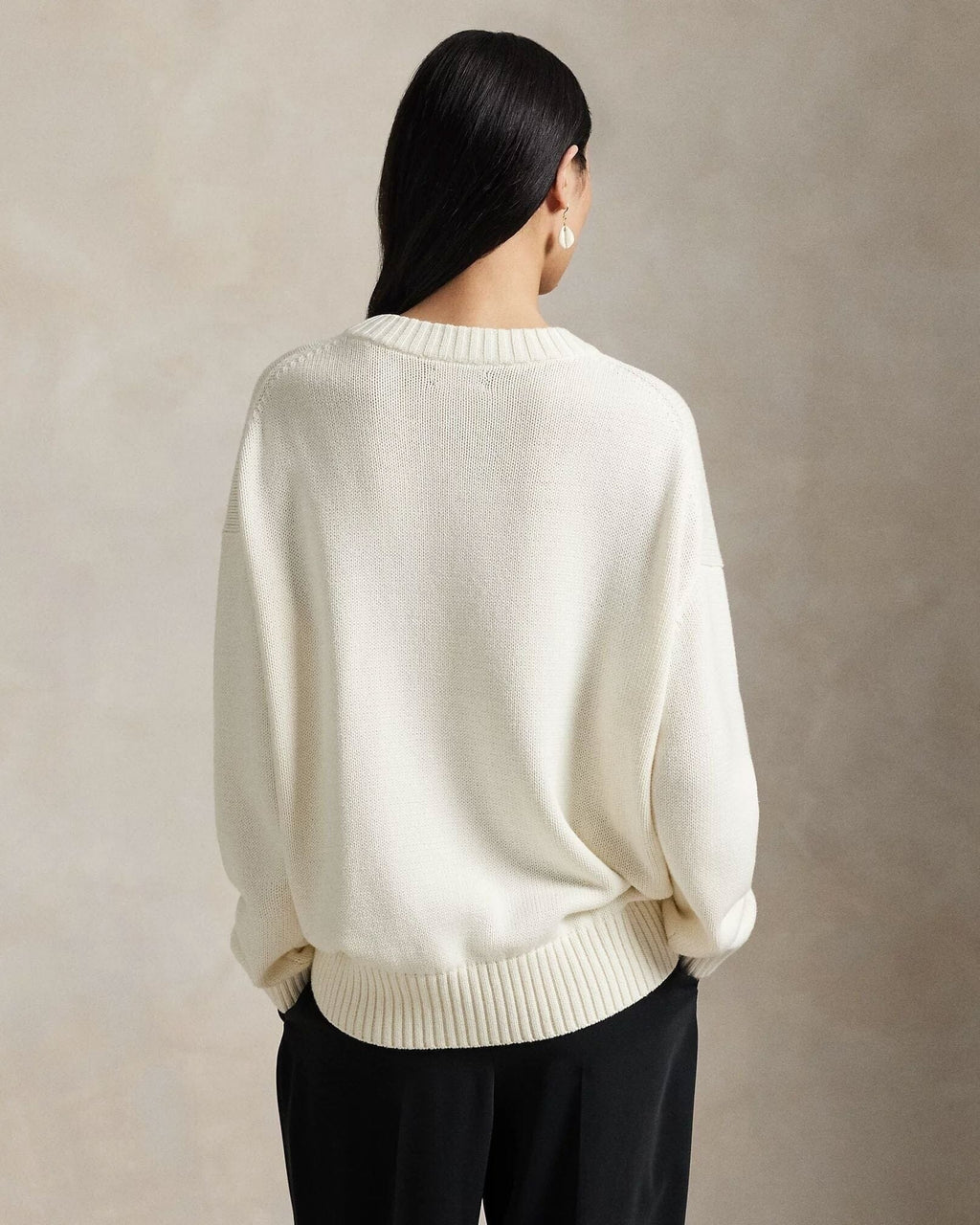 Polo Bear Cotton Sweater with a Round Neckline