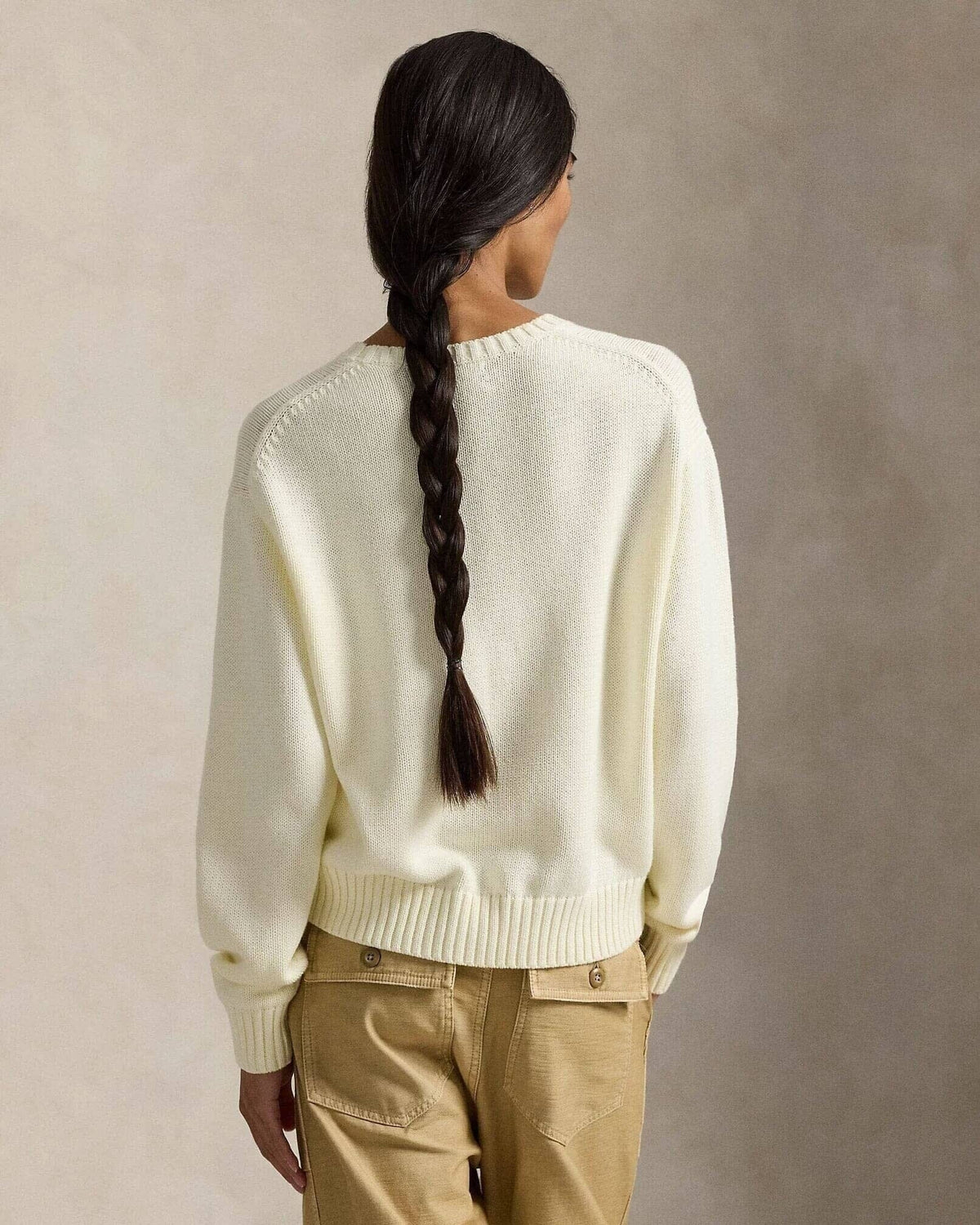 Polo Bear Cotton Sweater with a Round Neckline
