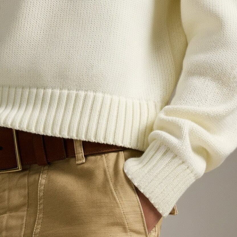 Polo Bear Cotton Sweater with a Round Neckline