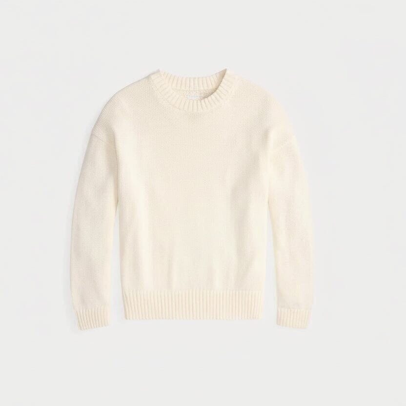 Polo Bear Cotton Sweater with a Round Neckline