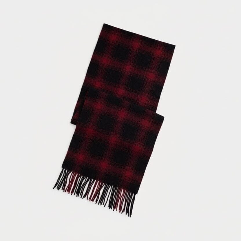 Polo Bear Wool Scarf with Checkered Pattern