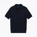 Cotton Polo Sweater with Cable Knit Pattern