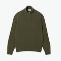 Combed Wool Sweater With a Zipper and a High Collar