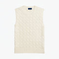 Cotton Sleeveless Sweater with Cable Knit Pattern