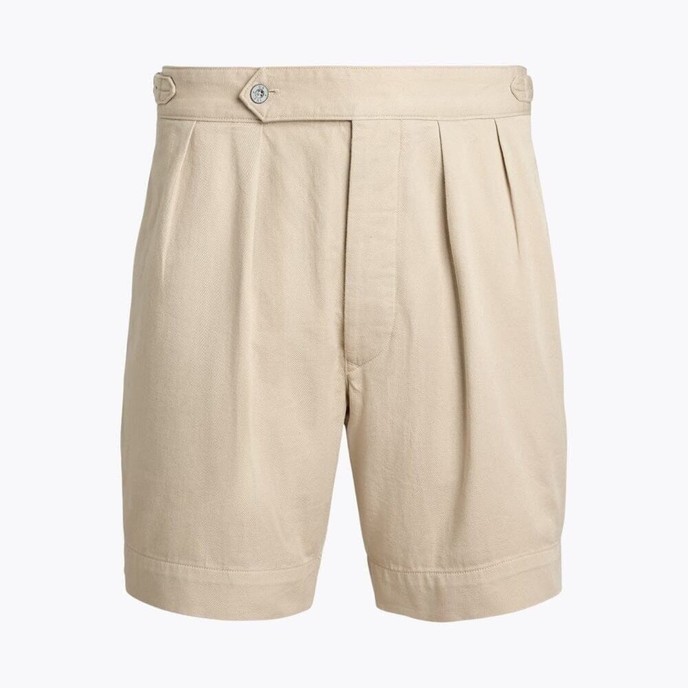 Relaxed-Fit Pleated Twill Shorts