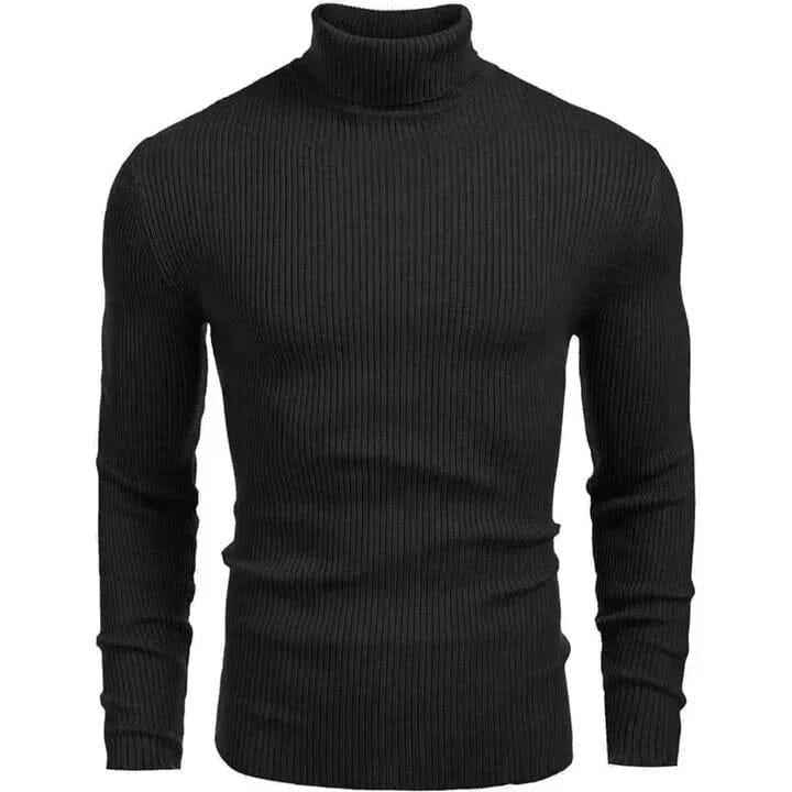 Wool Turtleneck Sweater with Cable Knit Pattern
