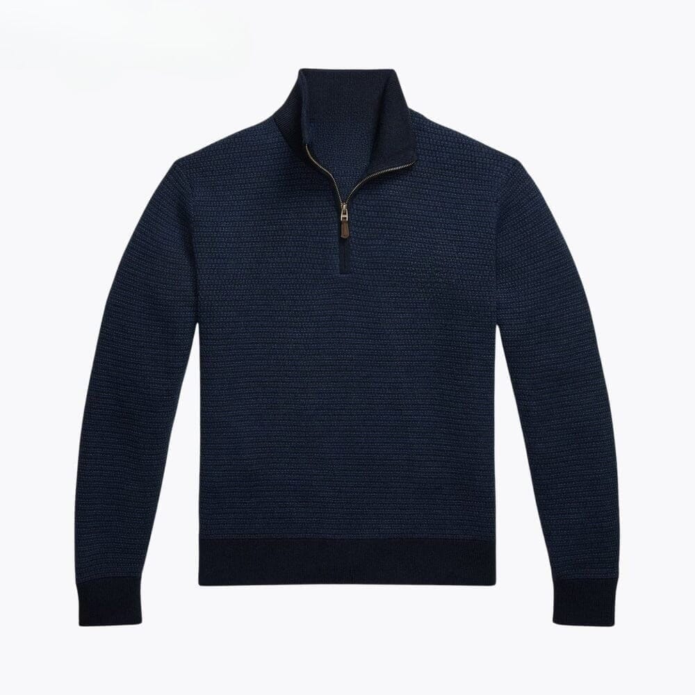 Machine-Washable Wool Sweater with a Quarter-Length Zipper