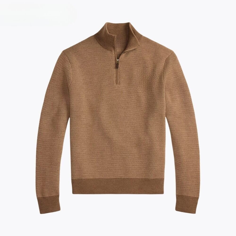 Machine-Washable Wool Sweater with a Quarter-Length Zipper